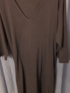 Ulla Popken Empire A Line‎ Cotton Dress V-Neck Pockets Black US 12/14